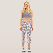 Leggings Capri Cercles Dizzy Doodle Sur Blanc (Recto)