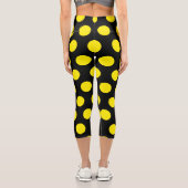 Leggings Capri Cercles jaunes sur Arrière - plan noir (Verso)