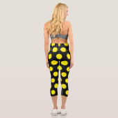 Leggings Capri Cercles jaunes sur Arrière - plan noir (Verso)
