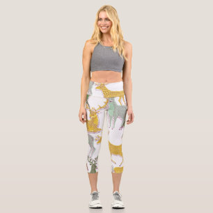 Leggings Capri Cerfs géométriques : Illustration Motif traditionn