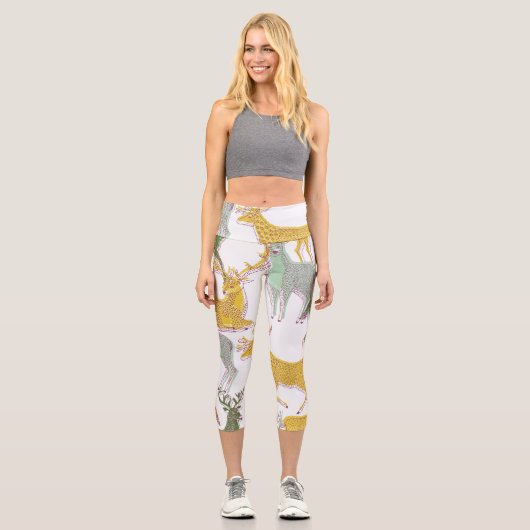 Leggings Capri Cerfs géométriques : Illustration Motif traditionn (Recto)
