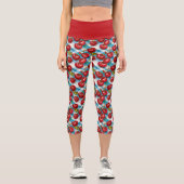 Leggings Capri Cerise mignonne et Motif bleu plaid (Recto)