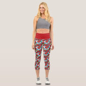 Leggings Capri Cerise mignonne et Motif bleu plaid (Recto)