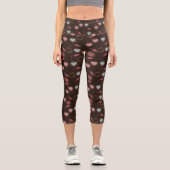 Leggings Capri cerises de cœur marron (Recto)