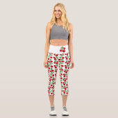 Leggings Capri Cerises rouges sur mesure (Recto)