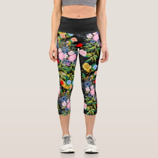 Leggings Capri Champ noir rose souple| roses