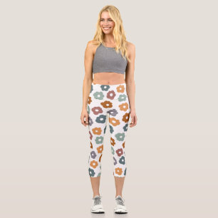 Leggings Capri Charme Floral et Botanique Bohème Rétro Terreux