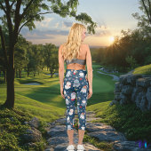 Leggings Capri Charming Kawaii Noël Snowmen en bleu marine