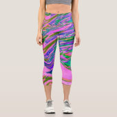 Leggings Capri Chartreuse Abstraite cool et Hot Pink Super Retro (Recto)