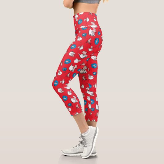 Leggings Capri Chat Dans Le Casquette | Le Motif rouge poisson (Gauche)