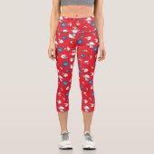 Leggings Capri Chat Dans Le Casquette | Le Motif rouge poisson (Recto)