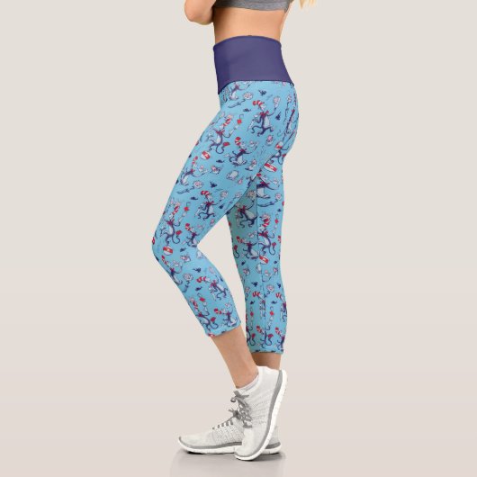 Leggings Capri Chat Dans Le Casquette | Motif bleu (Gauche)