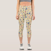 Leggings Capri Chat Dans Le Casquette | Motif jaune (Recto)
