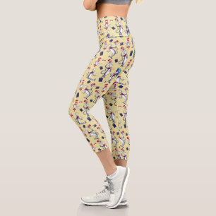 Leggings Capri Chat dans le Chapeau Motif Jaune