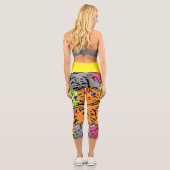 Leggings Capri Chat de couleur vive visage Capris (Verso)