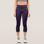 Leggings Capri Chat noir et violet motif Halloween (Recto)