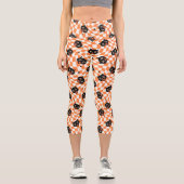 Leggings Capri Chat noir rétro Motif chèque orange (Recto)