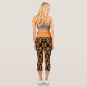 Leggings Capri Chat noir sur Orange Halloween Style Yoga (Verso)
