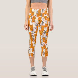 Leggings Capri Chats blancs et gingembre motif yeux verts yeux bl