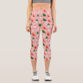 Leggings Capri Chats de Noël en Motif d'attraction (Recto)