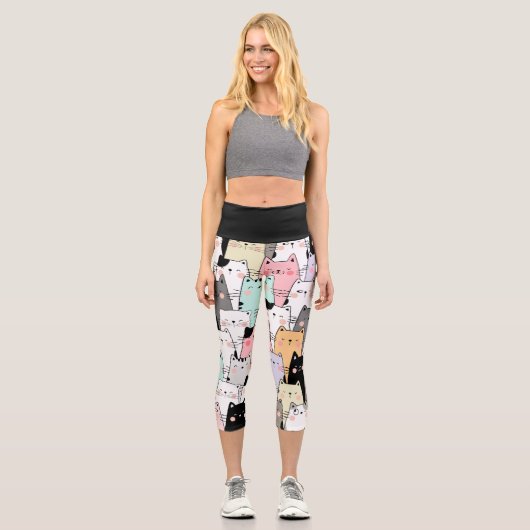 Leggings Capri Chats heureux (Recto)
