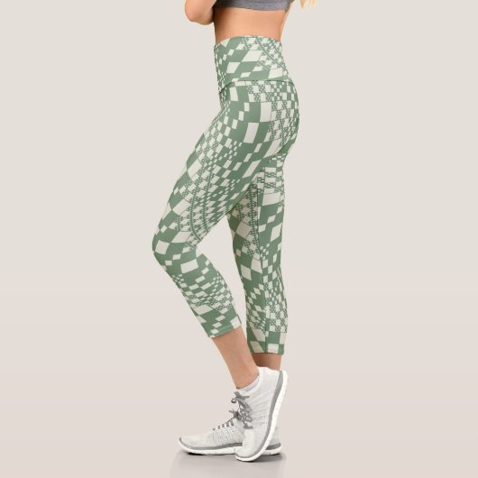 Leggings Capri Chèques déformées en vert (Gauche)