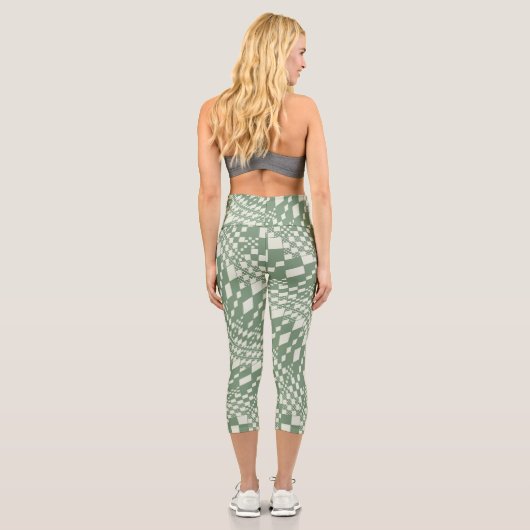 Leggings Capri Chèques déformées en vert (Verso)