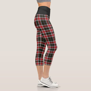 Leggings Capri Chèques en Tartan Noir Rouge Plaqué Capris Haut Ta