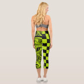 Leggings Capri Chèques et permules - Lime vert et noir (Verso)
