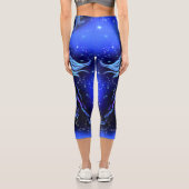 Leggings Capri Cheval Bleu Néon Couchant Au Lune Starry Night (Verso)
