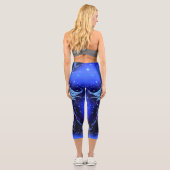 Leggings Capri Cheval Bleu Néon Couchant Au Lune Starry Night (Verso)