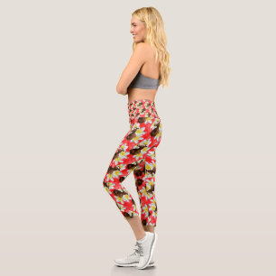 Leggings Capri Chevaux Circulaires Et Design Frangipani,
