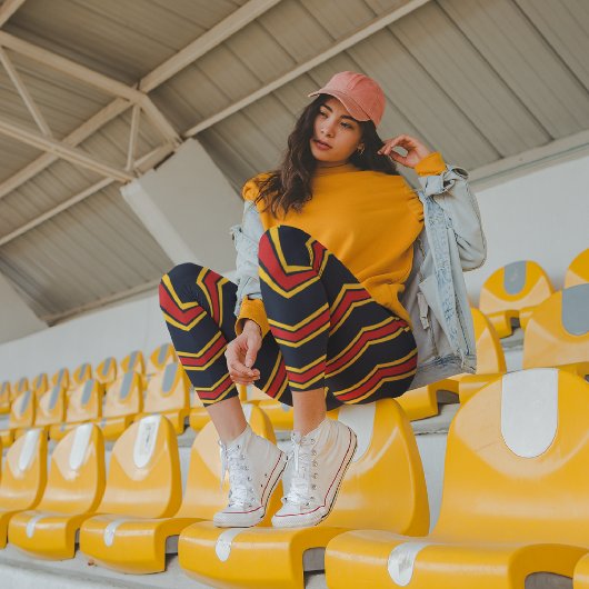 Leggings Capri Chevron rouge jaune