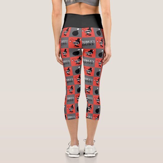 Leggings Capri Chibi Harley Quinn Checker Motif (Verso)