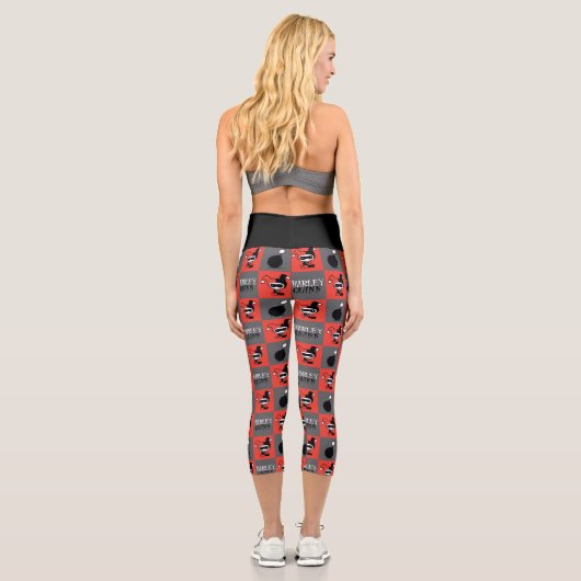 Leggings Capri Chibi Harley Quinn Checker Motif (Verso)