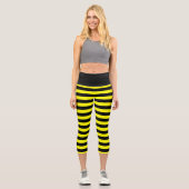 Leggings Capri Chic Bumble Bee Style Black Yellow Stripes Motif (Recto)