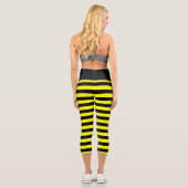 Leggings Capri Chic Bumble Bee Style Black Yellow Stripes Motif (Verso)