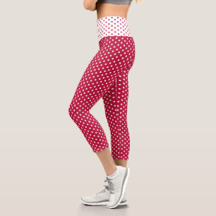 Leggings Capri Chic Crimson Red Small Pois Motif