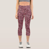 Leggings Capri Chic Empreinte de léopard noir rose tendance (Recto)