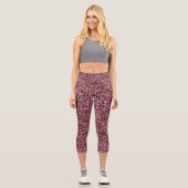 Leggings Capri Chic Empreinte de léopard noir rose tendance (Recto)