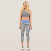 Leggings Capri Chic Floral Blue Lavender Hydrangea Motif (Recto)