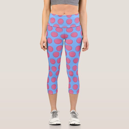 Leggings Capri Chic Français Blue Polka Motif Yoga (Recto)