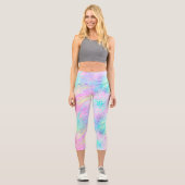 Leggings Capri Chic Girly Rainbow Shimmer Empreinte de léopard (Recto)