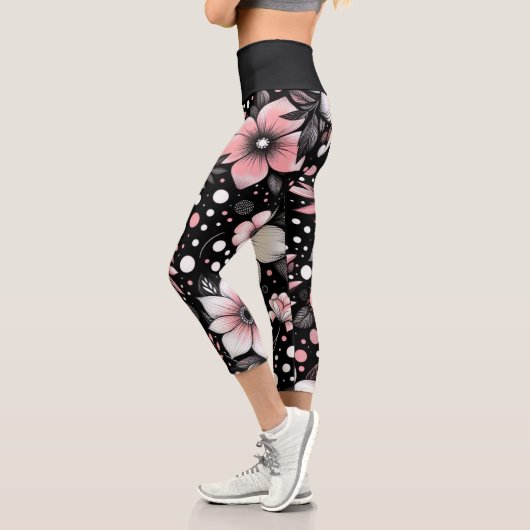 Leggings Capri Chic noir floroms (Gauche)
