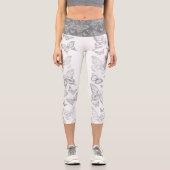 Leggings Capri Chic papillon | Faux Motif gris argent métallique (Recto)