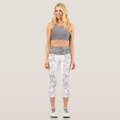 Leggings Capri Chic papillon | Faux Motif gris argent métallique (Recto)