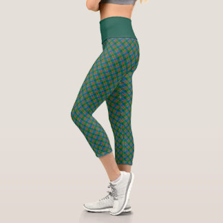 Leggings Capri Chic Plaid Motif - Rouge et Vert Elegant Tartan