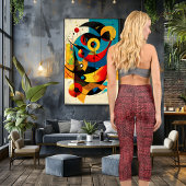 Leggings Capri Chic Red Denim texture : Personnaliser le logo et