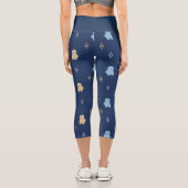Leggings Capri Chien Lhasa Apso motif bleu arrière - plan (Verso)