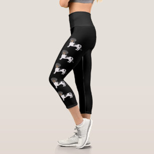 Leggings Capri Chiens teckel à poil court piebalds noir et feu